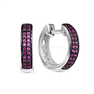 Серьги из серебра с фианитами родированные 925 пробы с-7189р215