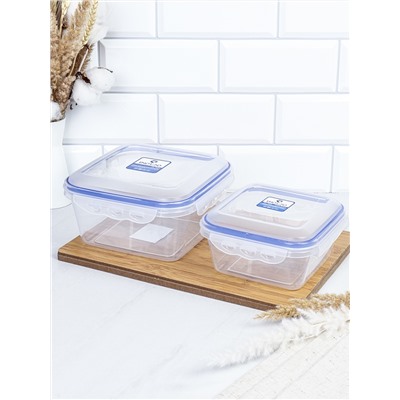 Набор пластиковых контейнеров Люкс квадратный 2 штуки 900/1800 мл / ZP2032B /уп 36/ ДОП СКИДКА НА КОРОБ 3%