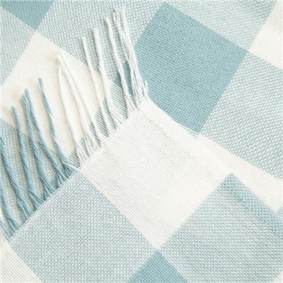 Плед Пикник 140×200 см, белый/мятный, хлопок 20%, пан 40%, полиэстер 40%