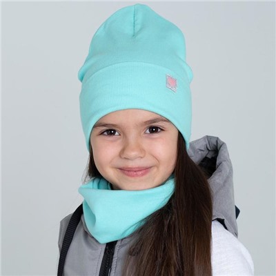 Шапка для девочки, цвет мятный, размер 54-58 (5-7 лет)