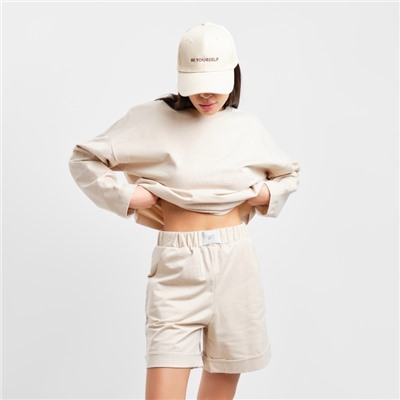 Костюм женский (толстовка, шорты) MIST, размер 44-46, бежевый