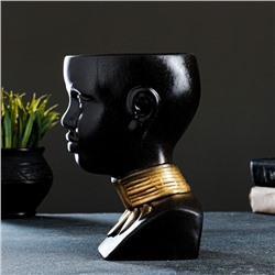 Декоративное кашпо для цветов «Негритянка», 1.3 л, 14×20×12 см, керамика, чёрное