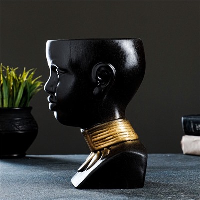 Декоративное кашпо для цветов «Негритянка», 1.3 л, 14×20×12 см, керамика, чёрное