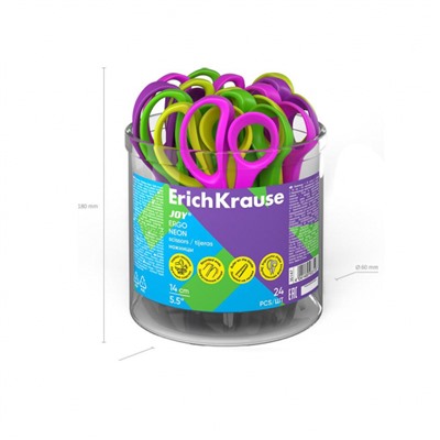 Ножницы детские 140 мм JOY Ergo с линейкой 35147 ErichKrause