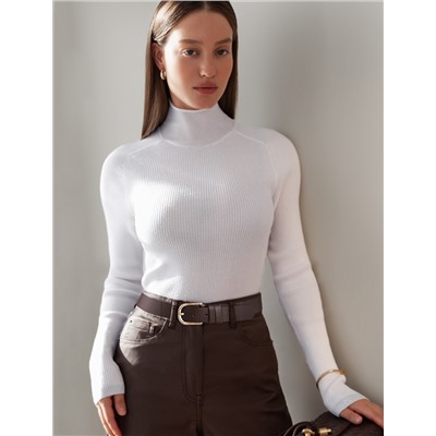 Свитер из вискозы в рубчик с прозрачным люрексом