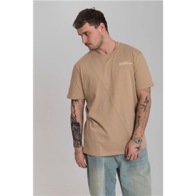 Футболка из кулирки с декоративной отстрочкой и принтом М125059Пе