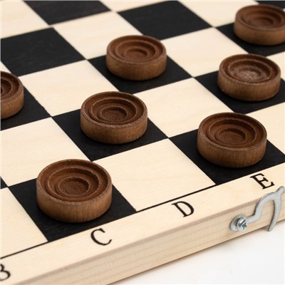 Шашки деревянные, настольная игра, с доской 29×29 см, d фишки-2.6 см, h=0.9 см