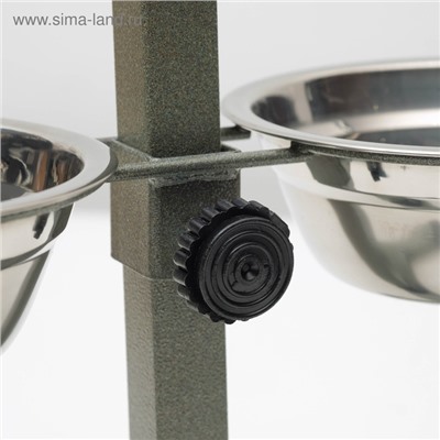 Подставка с мисками, 2×350 мл, высота 30 см, разборная, зелёная