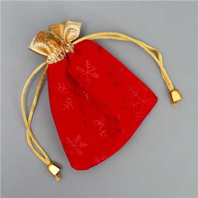 Мешочек подарочный новогодний замша «Поздравляю тебя», снежинки, тиснение, 10×12 см ± 1.5 см