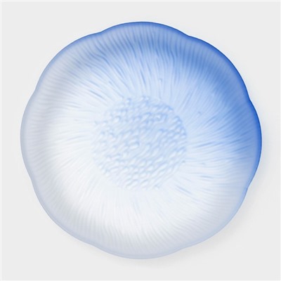 Тарелка глубокая «Лотос», d=19.5 см, стекло, синяя