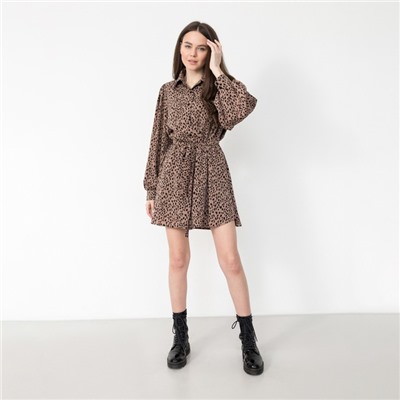 Платье мини женское на пуговицах MIST, размер 50, бежевое