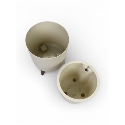 Кашпо для цветов «Флориан», 11 л, d=25 см, h=39.5 см, пластиковое, с автополивом, на ножках, белое