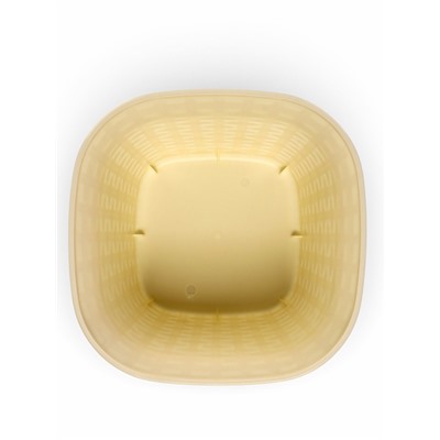 Кашпо для цветов «Ротанг», 3.4 л, 20.9×20.9×15 см, пластиковое, с поддоном, бежевое