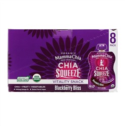 Mamma Chia, Organic Chia Squeeze, Vitality Snack, Blackberry Bliss, 8 Squeezes, 3.5 oz (99 g) Each