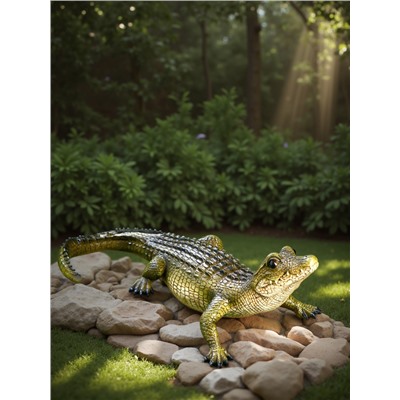Садовая фигура из полистоуна «Кайман», 12.5×34×18 см