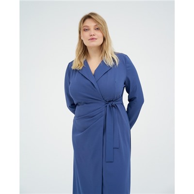 Платье женское с поясом миди MIST plus-size, размер 54, синее
