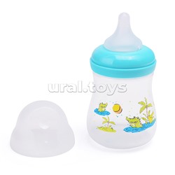 Бутылочка для кормления с  широким горлом и силиконовой соской молочной с антивакуумным клапаном, 250 мл