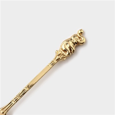 Набор ложек на подставке «Слон», 8×4×16 см, ложки h=13 см, 6 шт., цвет золотой