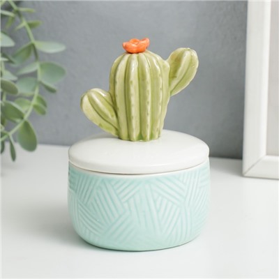 Шкатулка для украшений «Кактус», керамика, 11×8×8 см, МИКС