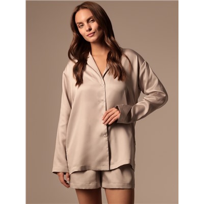 Пижама женская (рубашка, шорты) SL HOME Tensel Home, размер 52-54, серая