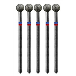 Manita Professional Фреза алмазная шар для аппаратного маникюра 866.104.001.048.050 ФАШ-5,0MC, сине-красные насечки, ø 5 мм, 5 шт. KRISTALLER, 1231201