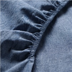 Простыня на резинке 1.5-спальная «Этель» Denim, 160×200+25 см, синяя, жатый хлопок