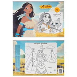 Альбом для рисования 12л "ИНДЕЙСКАЯ ДЕВУШКА И ЕНОТ" лен 12-0236 Проф-Пресс