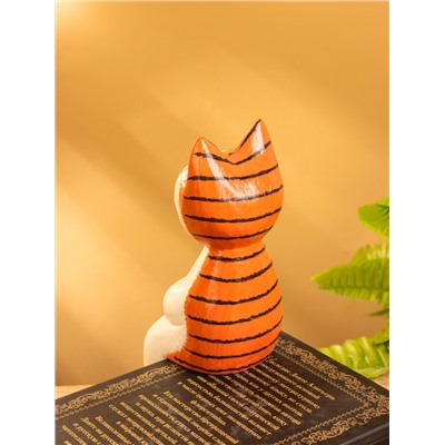 Сувенир «Кот сидячий», 6×6×15 см, дерево, оранжевый