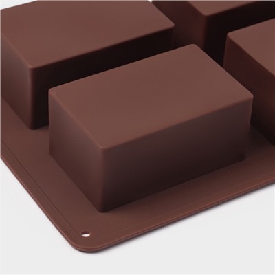 Форма для выпечки Доляна «Прямоугольник», силикон, 21.5×15.3×3.7 см, 4 ячейки (7.7×4.8 см), коричневая