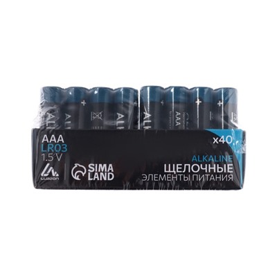 Набор батареек алкалиновых (щелочных) Luazon, AAA, LR03, 40 штук