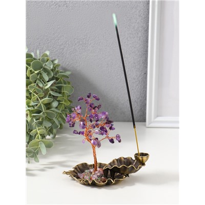 Подставка под благовония «Лягушка в фонтане у дерева», 72 камня, 8.5×13×15 см