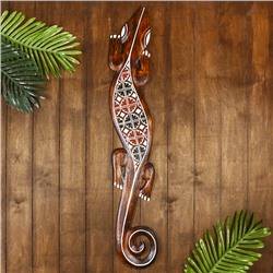 Панно «Геккон», 100×17×1 см, дерево