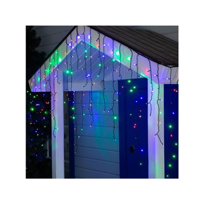 Гирлянда «Бахрома» 3×0.9 м, IP44, УМС, тёмная нить, 232 LED, свечение мульти, 220 В