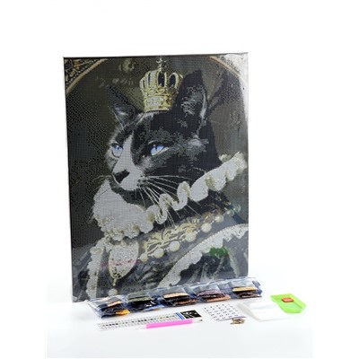 Алмазная мозаика с полным заполнением на холсте с подрамником «Мусье кот», 40×50 см