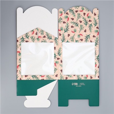 Коробка кондитерская с окном, сундук, «С Новым годом!» 20×20×20 см