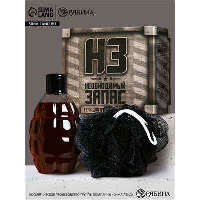 Подарочный набор косметики «Необходимый запас», гель для душа 250 мл и мочалка для тела, HARD LINE