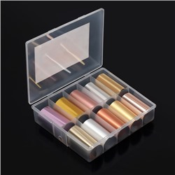 Фольга для ногтей, 4×40 см, 10 шт., в органайзере, МИКС