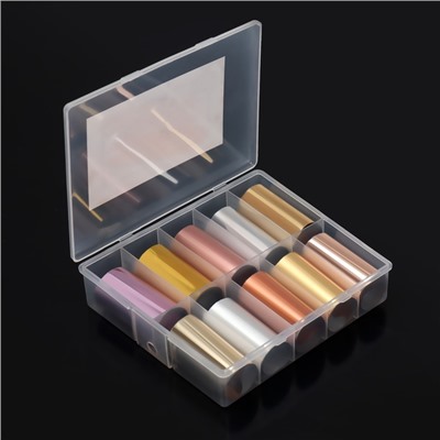 Фольга для ногтей, 4×40 см, 10 шт., в органайзере, МИКС