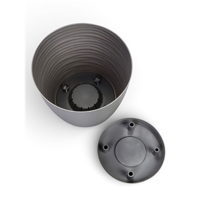 Горшок для цветов с поддоном «Дюна», 5.5 л, пластиковый, серый