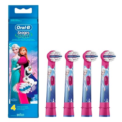 Насадки для ДЕТСКИХ электрических зубных щеток Oral-B Stages Kids Принцессы/ Снежные Принцессы (4 шт) (для девочек)