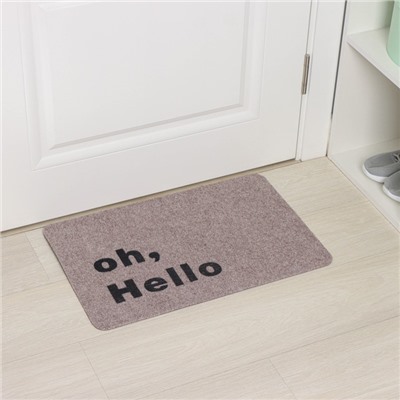 Коврик придверный Доляна Oh, Hello, влаговпитывающий, без окантовки, 40×60 см, бежевый