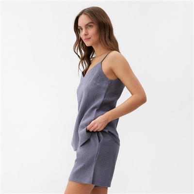 Пижама женская (майка, шорты) KAFTAN Basic, размер 40-42, синяя