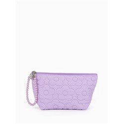 Косметичка женская «Цветочки», на молнии, ручка из бусин, сиреневая