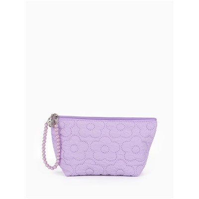 Косметичка женская «Цветочки», на молнии, ручка из бусин, сиреневая