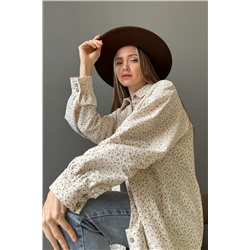 Рубашка женская  HUG077/02/Молочный, коричневый