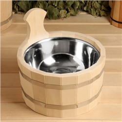 Шайка - таз для бани и сауны, 3 л, нержавеющая вставка, «Добропаровъ»