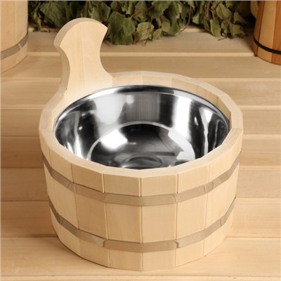 Шайка - таз для бани и сауны, 3 л, нержавеющая вставка, «Добропаровъ»