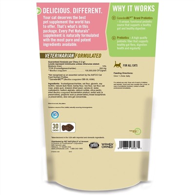 Pet Naturals of Vermont, ежедневный пробиотик, для кошек, 30 жевательных таблеток, 36 г (1,27 унции)