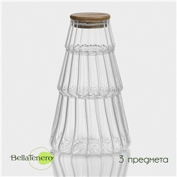 Банки для сыпучих продуктов BellaTenero «Эко», 14×22.5 см, с бамбуковой крышкой, 3 шт., стекло