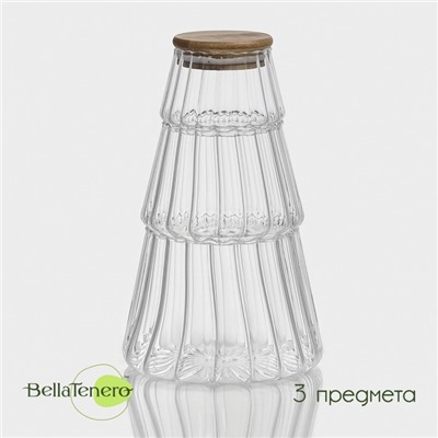 Банки для сыпучих продуктов BellaTenero «Эко», 14×22.5 см, с бамбуковой крышкой, 3 шт., стекло